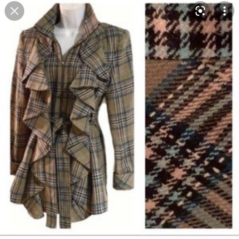 Mac & Jac ruffle plaid jacket